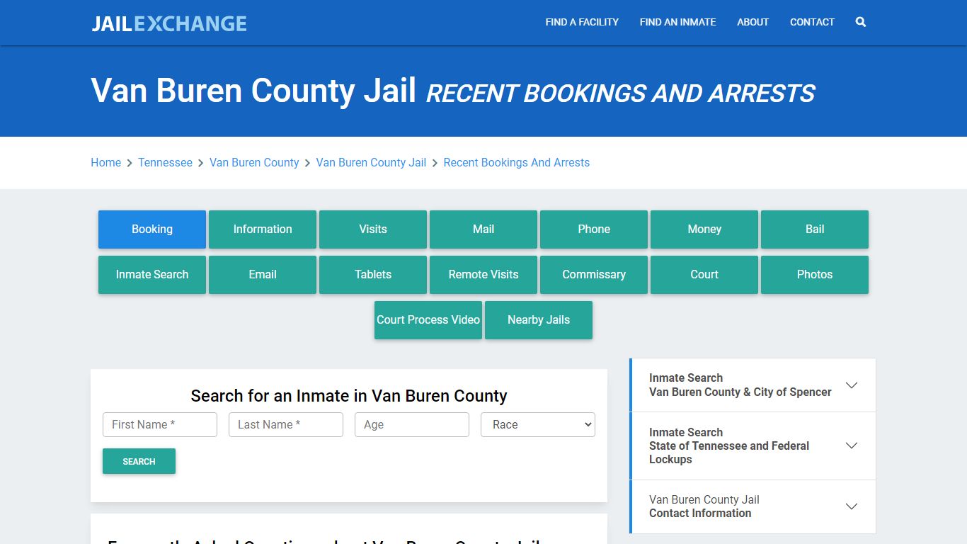 Van Buren County Jail & Sheriff TN Recent Arrests and Bookings